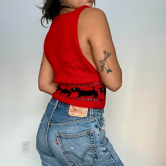 Handmade knit sweater vest red - Picture 2 of 3